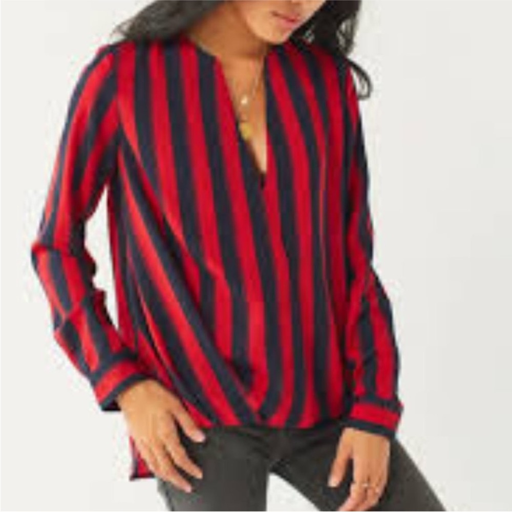 Urban Outfitters Red and Black Striped Blouse